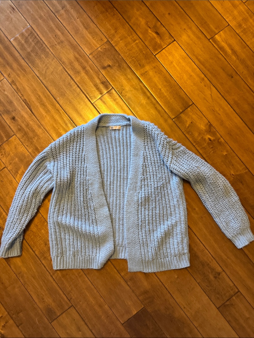 Cozy Light Blue Open-Front Knit Cardigan